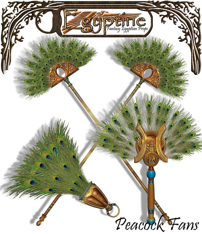 RDNA Egyptine Peacock Feather Fans by: RuntimeDNATraveler, 3D Models by Daz 3D
