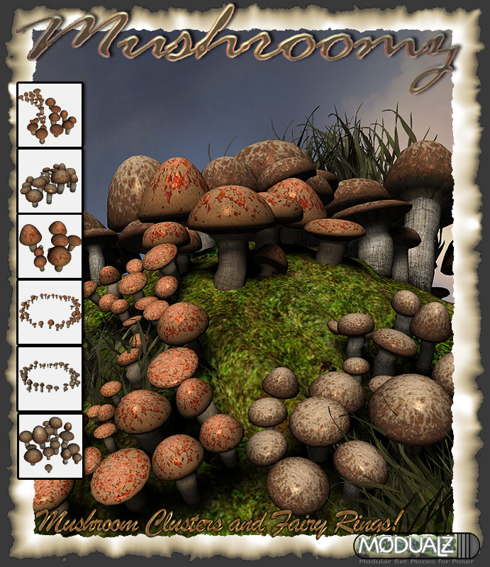RDNA Mushroomz Clusters and Rings 1 by: RuntimeDNATraveler, 3D Models by Daz 3D