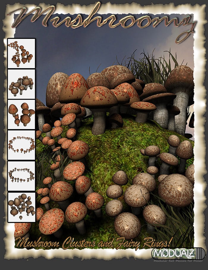 RDNA Mushroomz Clusters and Rings 1 by: RuntimeDNATraveler, 3D Models by Daz 3D