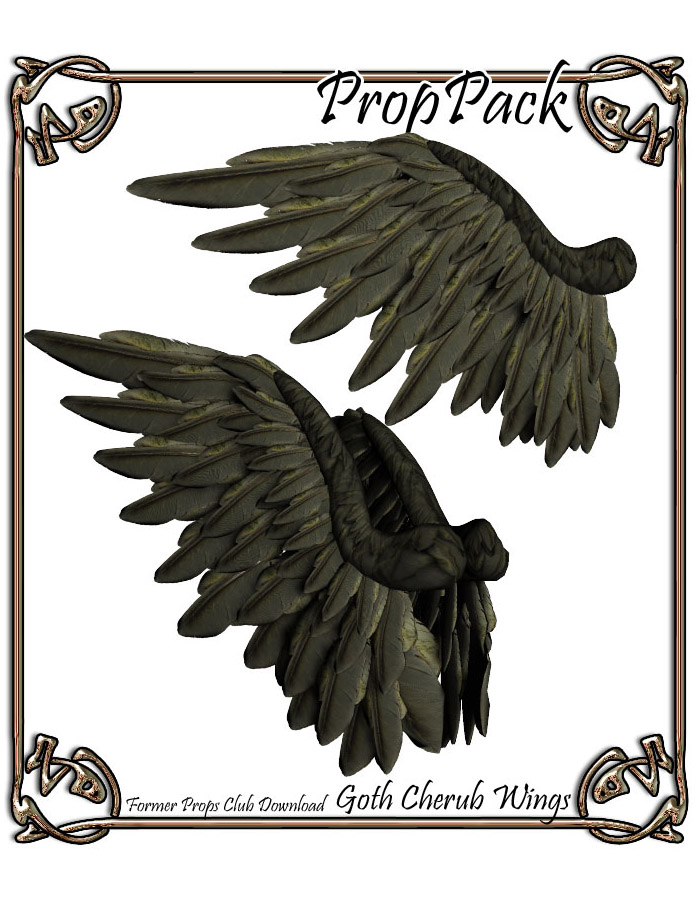 Props Pack - Goth Cherub Wings by: TravelerRuntimeDNA, 3D Models by Daz 3D