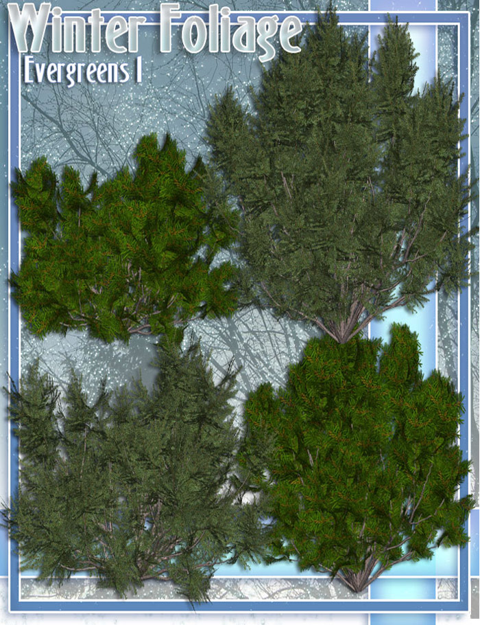 RDNA Winter Foliage - Evergreens 1 by: TravelerRuntimeDNA, 3D Models by Daz 3D