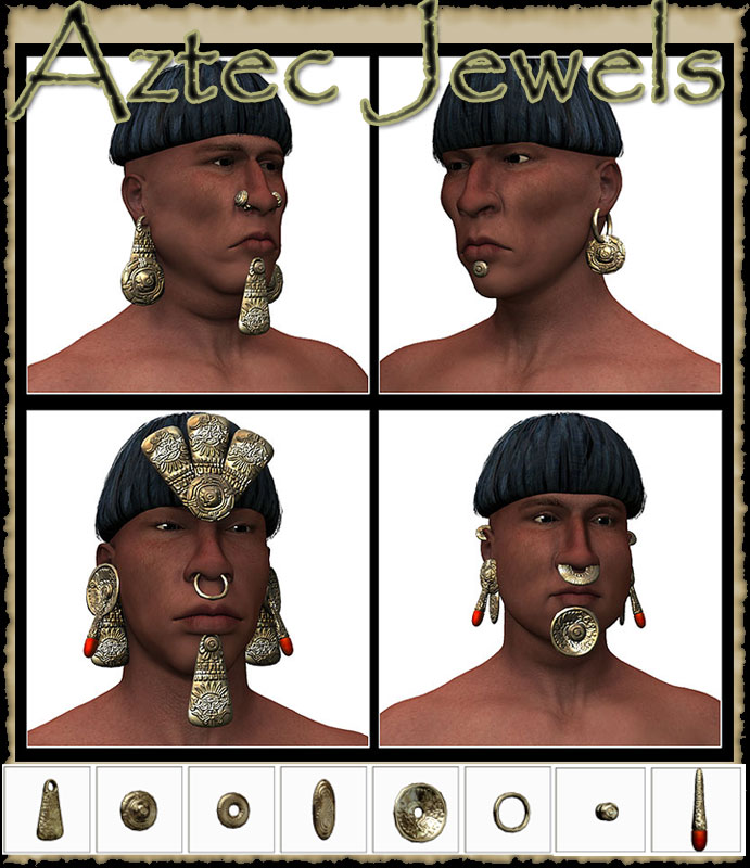 Aztec Jewels Vol 1 - Sun God's Gold by: RuntimeDNATraveler, 3D Models by Daz 3D
