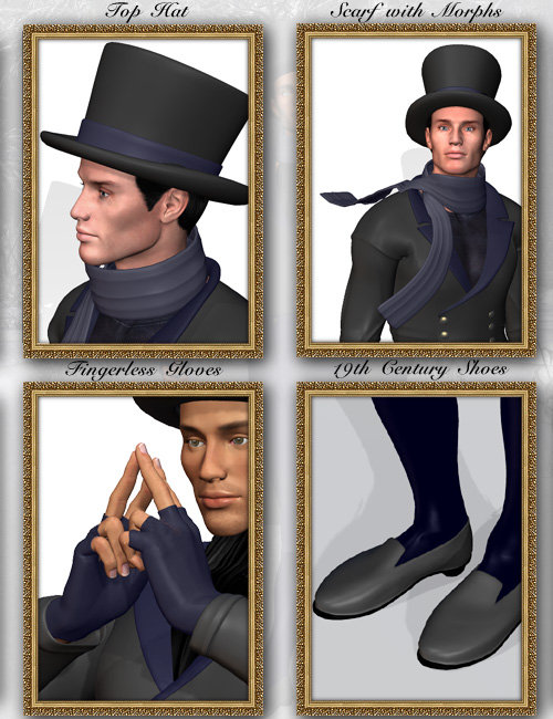 19th Century Accessory Pack for Michael 3.0 by: Lourdes, 3D Models by Daz 3D