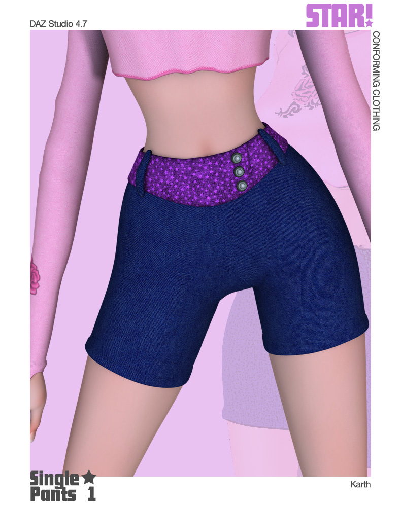Star! Single Pants 1 (for DAZ Studio) by: KarthRuntimeDNA, 3D Models by Daz 3D
