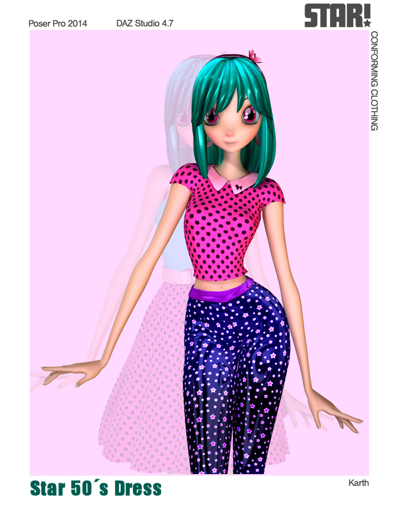Star! 50 s Dress by: KarthRuntimeDNA, 3D Models by Daz 3D