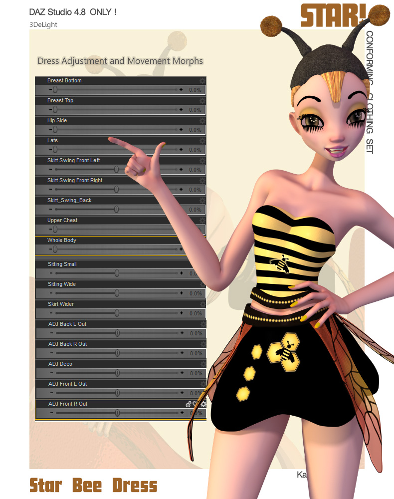 Star! Bee Dress by: KarthRuntimeDNA, 3D Models by Daz 3D