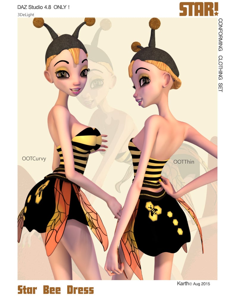 Star! Bee Dress by: KarthRuntimeDNA, 3D Models by Daz 3D