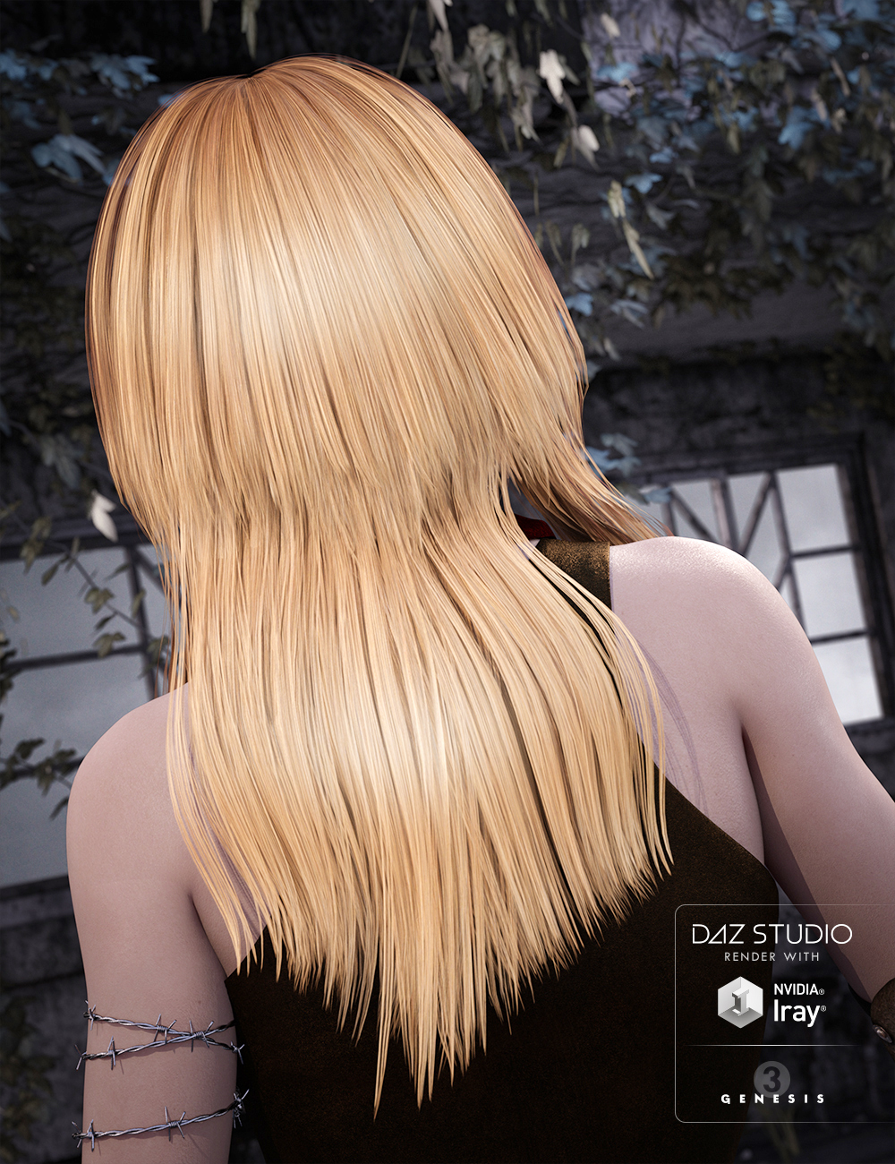 Long Shag Hair for Genesis 3 Female(s) by: goldtassel, 3D Models by Daz 3D