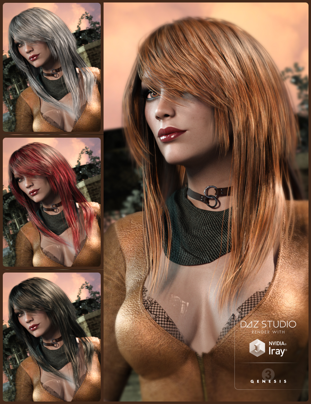 Colors for Long Shag Hair by: goldtassel, 3D Models by Daz 3D