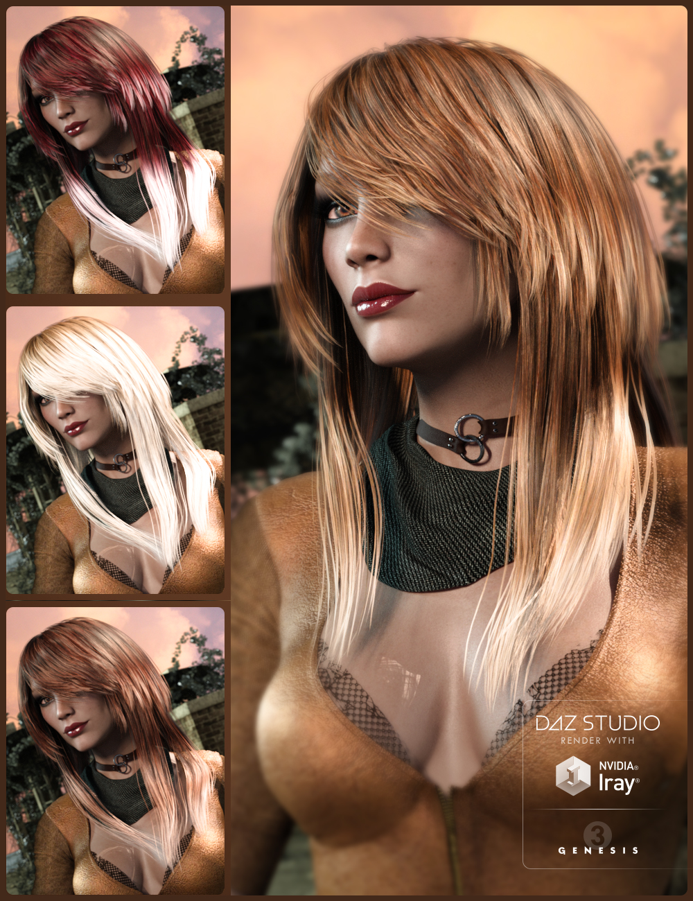 Colors for Long Shag Hair by: goldtassel, 3D Models by Daz 3D