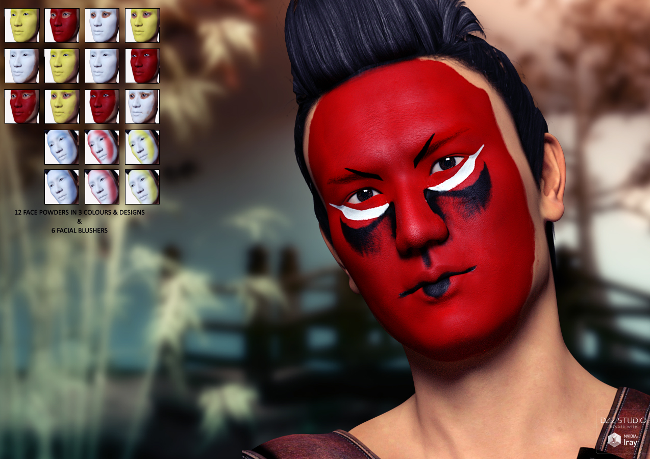 Extreme Closeup: Kabuki Inspired Face Paints for Genesis 3 Male(s) Extreme Closeup: Kabuki Inspired Face Paints for Genesis 3 Male(s) by: ForbiddenWhispers, 3D Models by Daz 3D