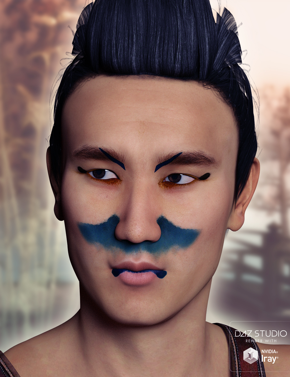 Extreme Closeup: Kabuki Inspired Face Paints for Genesis 3 Male(s) by: ForbiddenWhispers, 3D Models by Daz 3D