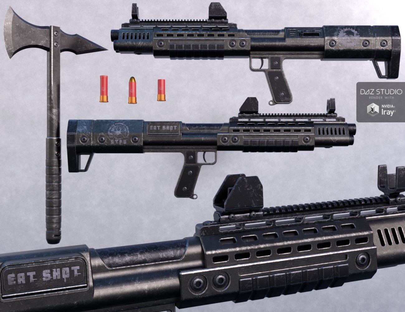 CAATS-330 Tactical Shotgun Set by: Nightshift3D, 3D Models by Daz 3D