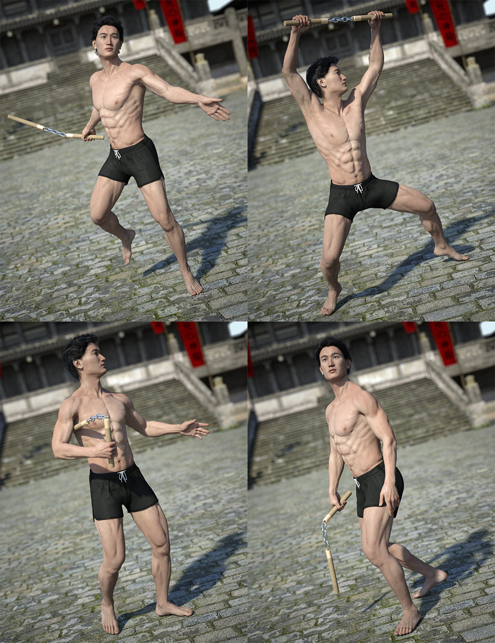 Nunchuck Poses for Lee 7 Nunchuck Poses for Lee 7 by: Oskarsson, 3D Models by Daz 3D