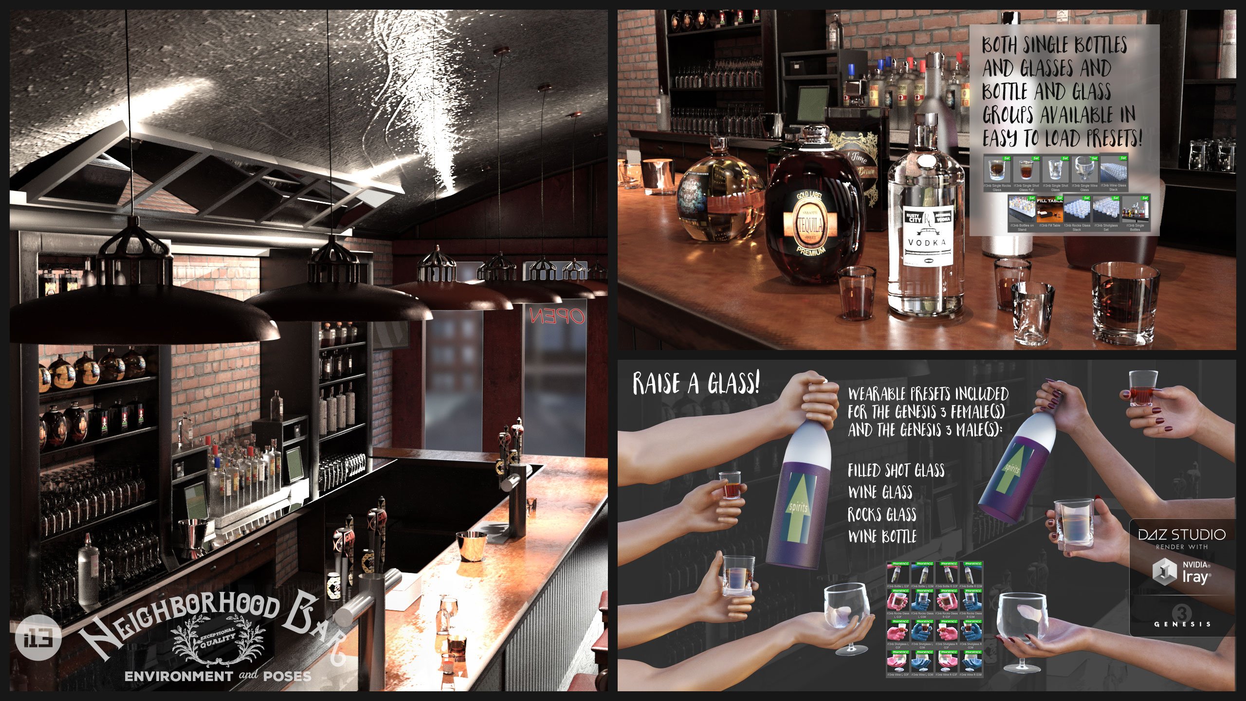i13 Neighborhood Bar Environment with Poses by: ironman13, 3D Models by Daz 3D