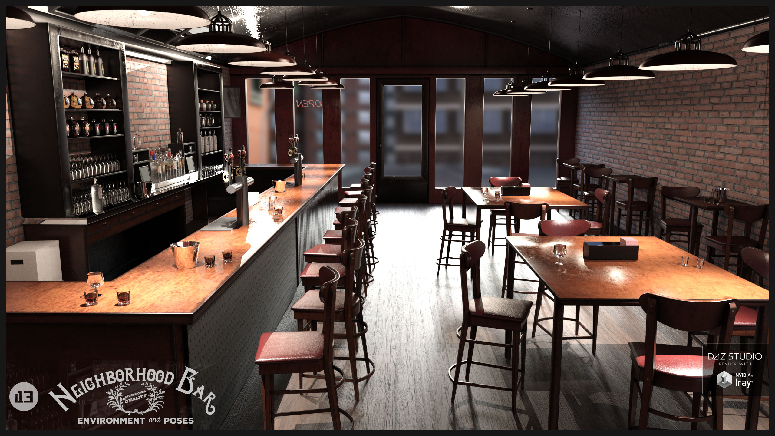 i13 Neighborhood Bar Environment with Poses by: ironman13, 3D Models by Daz 3D