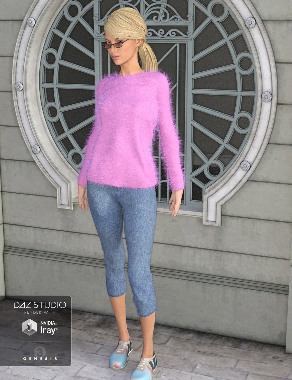 Angora Sweater Outfit for Genesis 3 Female(s) by: Oskarsson, 3D Models by Daz 3D