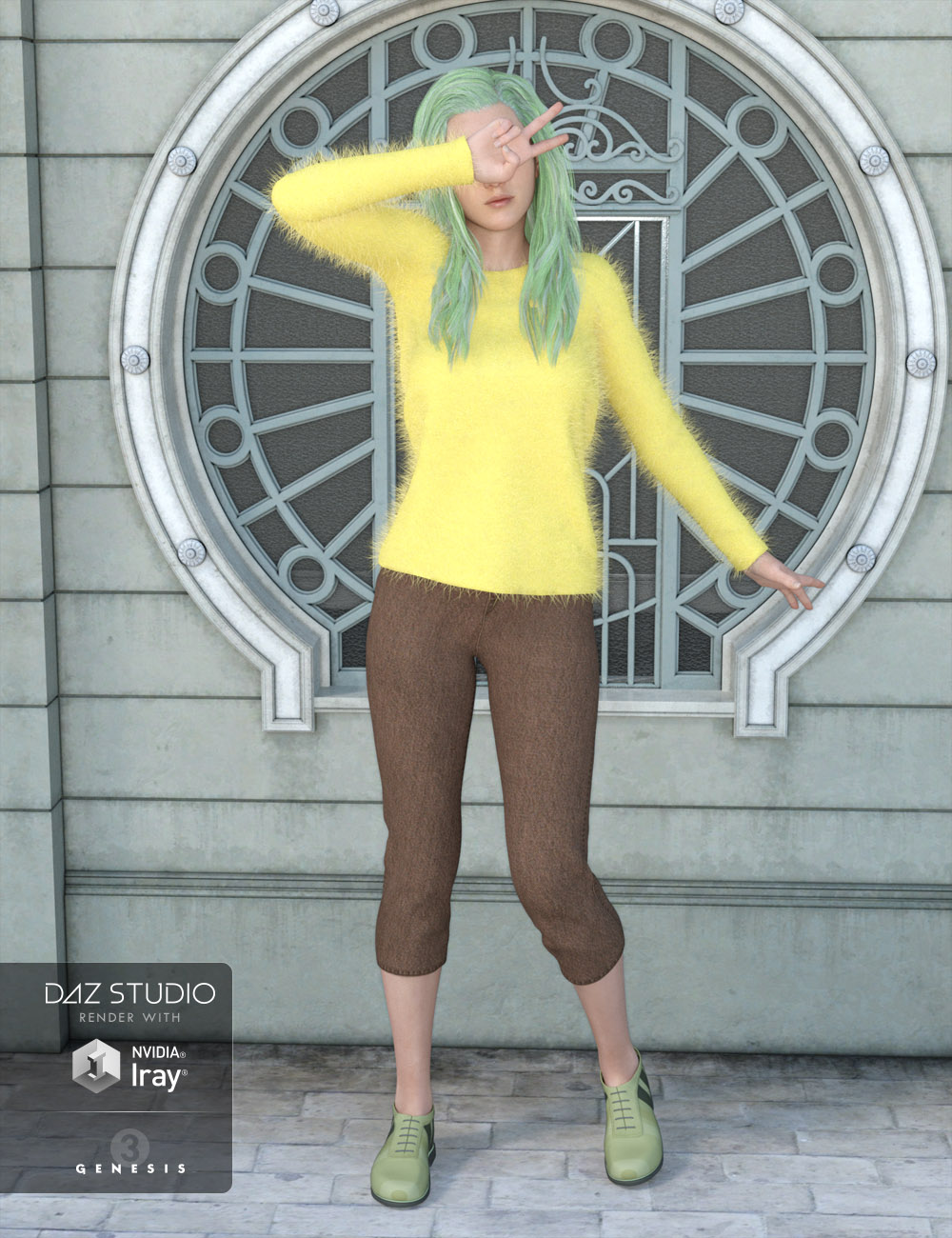 Angora Sweater Outfit for Genesis 3 Female(s) by: Oskarsson, 3D Models by Daz 3D