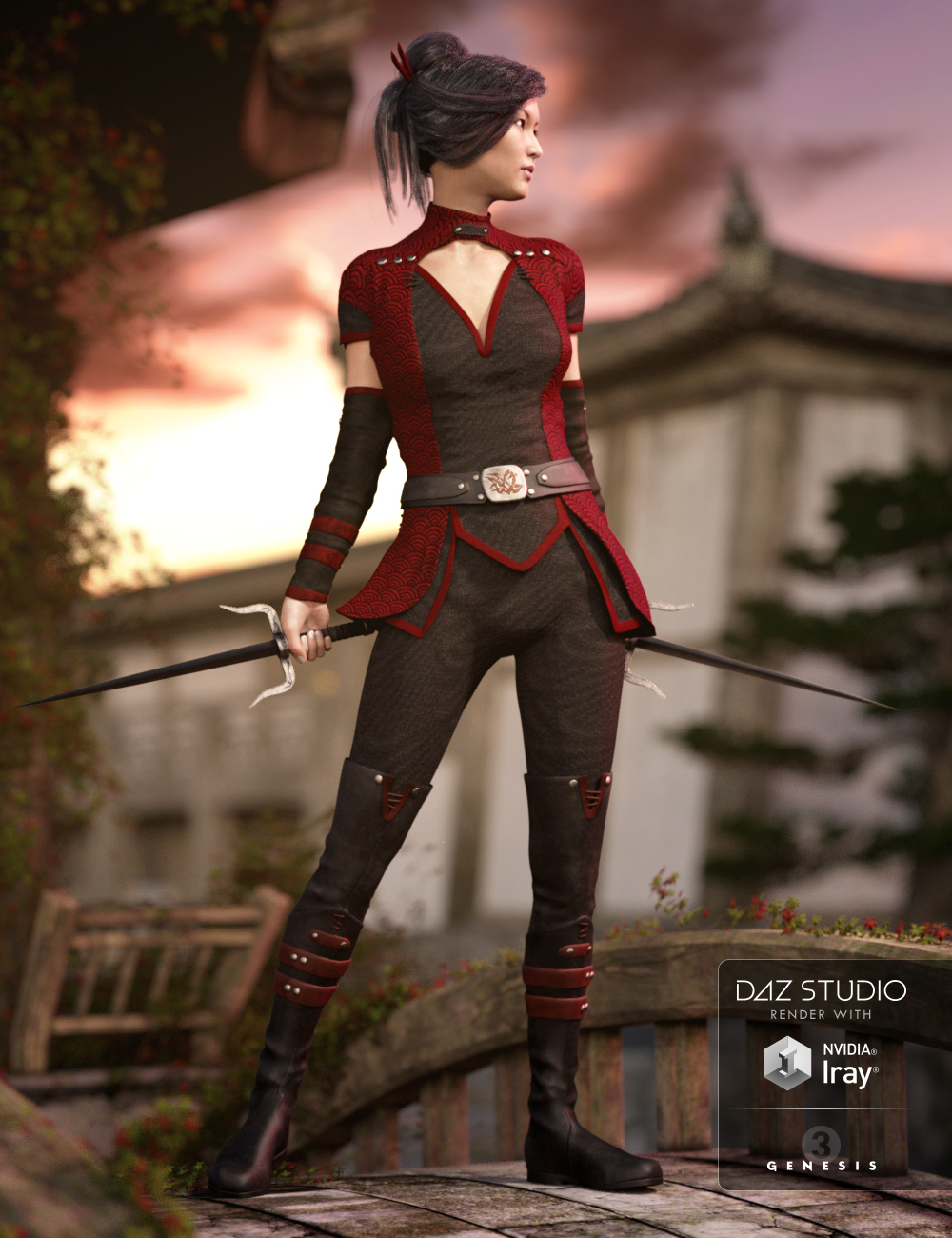 Darkshade Outfit for Genesis 3 Female(s) by: DAZ 3D Print, 3D Models by Daz 3D