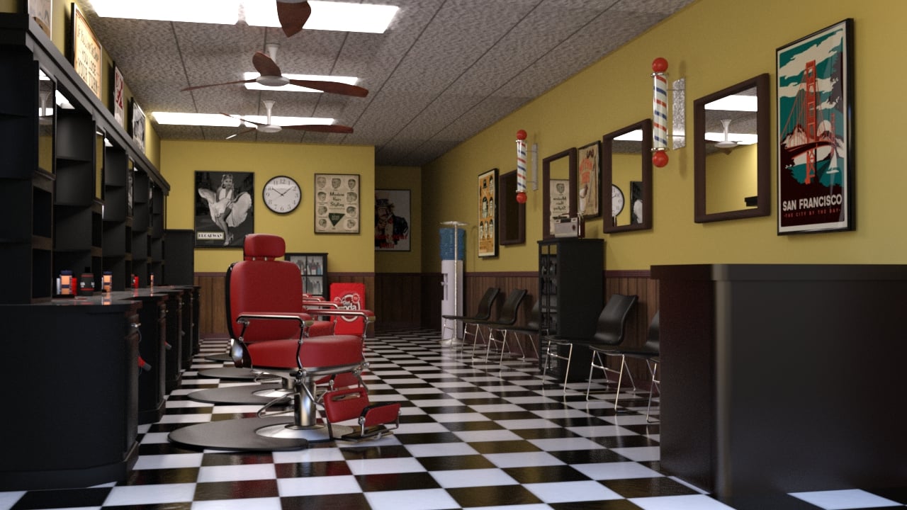 Barbershop by: PerspectX, 3D Models by Daz 3D