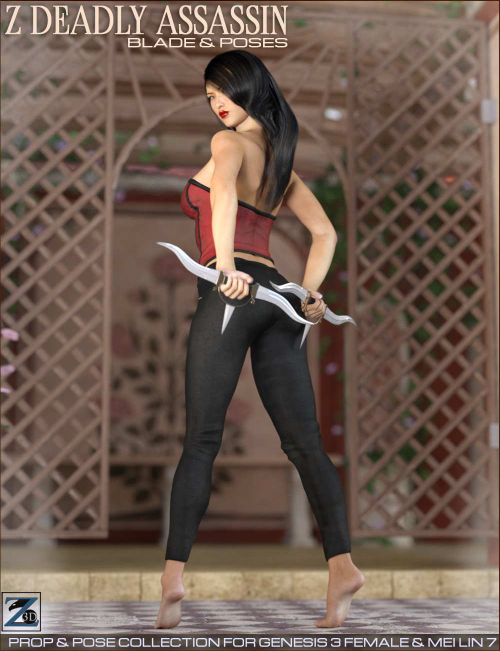 Z Deadly Assassin - Blade & Poses for Mei Lin 7 and Genesis 3 Female by: Zeddicuss, 3D Models by Daz 3D