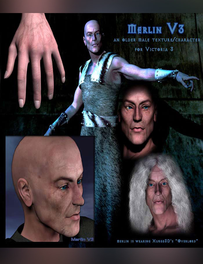 DNA Merlin Texture/Character for V3Male by: RuntimeDNASyyd, 3D Models by Daz 3D