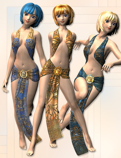 Earthly Jewels for the Aiko 3 Fantasy Wrap 2 by: karanta, 3D Models by Daz 3D