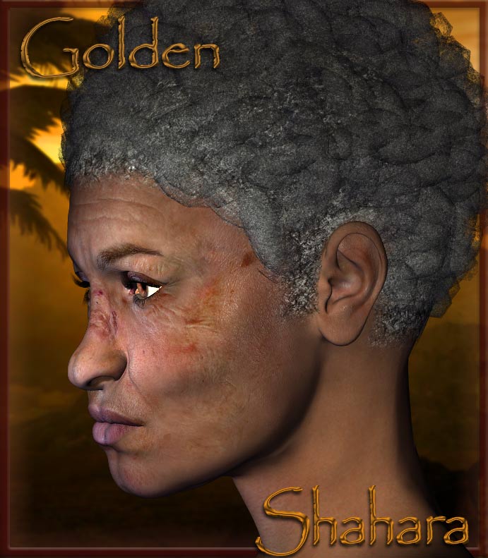 Golden Shahara Aging Head Texture/Character Set by: RuntimeDNASyyd, 3D Models by Daz 3D