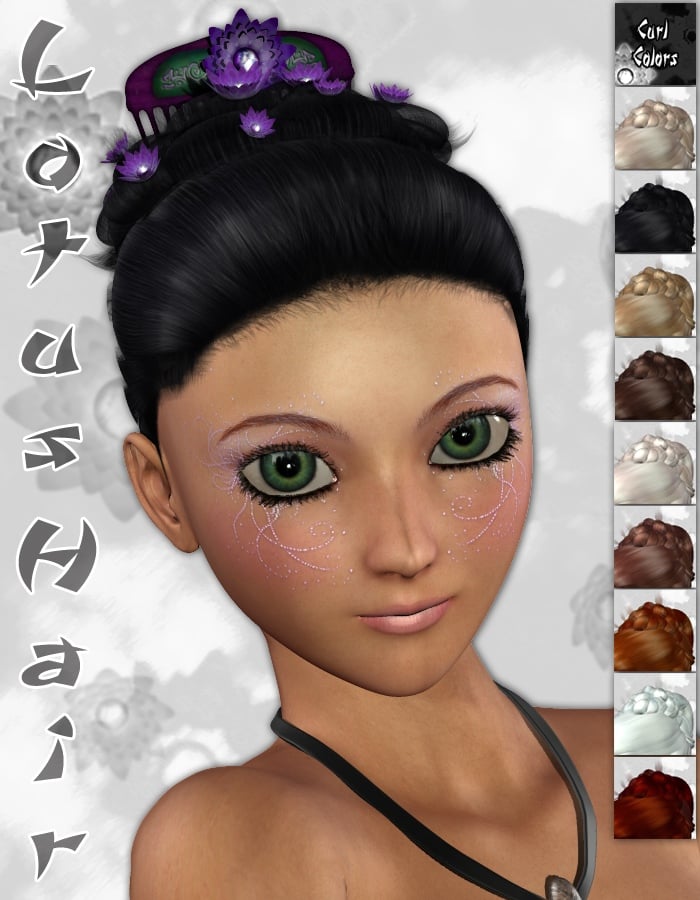 LotusHair for Victoria 4 and Aiko 4 by: ArkiRuntimeDNA, 3D Models by Daz 3D