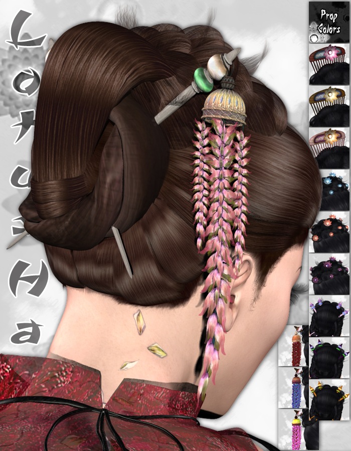 LotusHair for Victoria 4 and Aiko 4 by: ArkiRuntimeDNA, 3D Models by Daz 3D