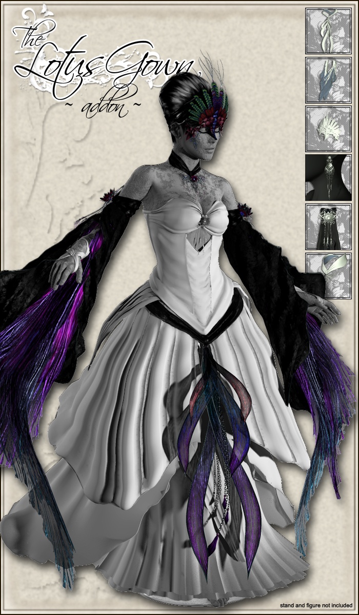 LotusGown AddOn for V4 and A4 LotusGown AddOn for V4 and A4 by: ArkiRedSparkRuntimeDNA, 3D Models by Daz 3D