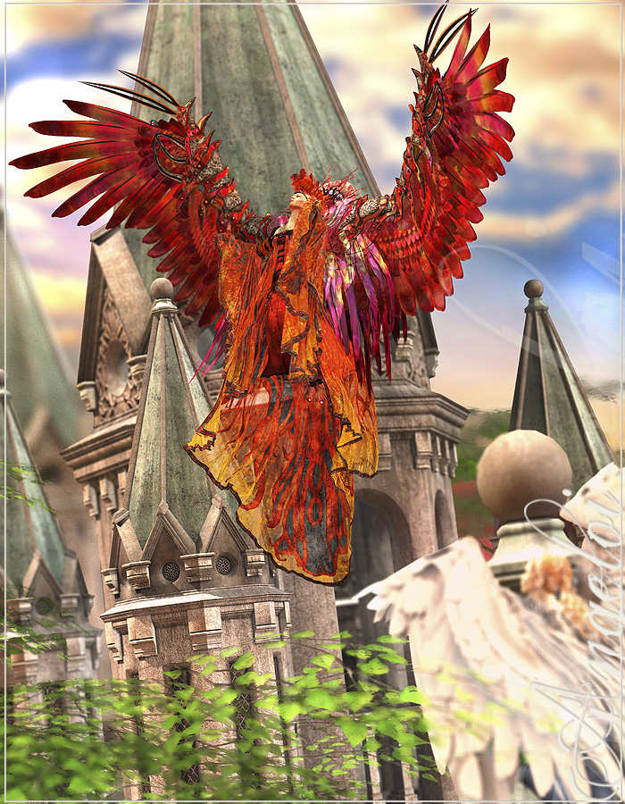 Angeloi - Fire and Water texture addon by: ArkiRuntimeDNA, 3D Models by Daz 3D