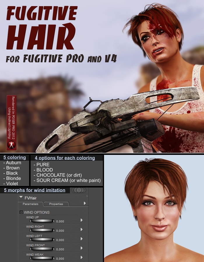 FUGITIVE HAIR by: AlFanRuntimeDNA, 3D Models by Daz 3D