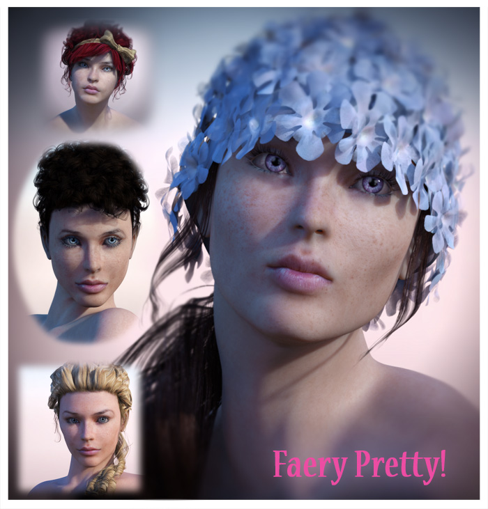 Faery Pretty! Faces: V4 by: RuntimeDNASyyd, 3D Models by Daz 3D