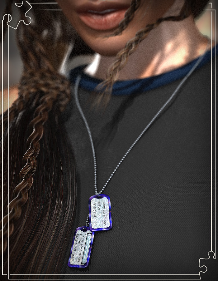 Bits 'n Pieces - Dogtags and Chain for Victoria 4 by: ArkiRuntimeDNA, 3D Models by Daz 3D