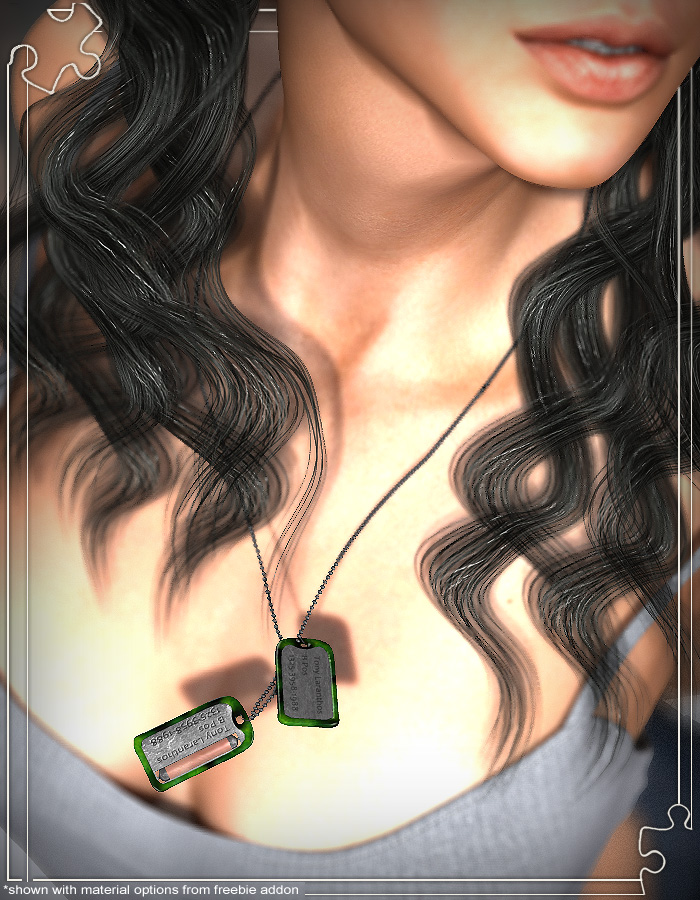 Bits 'n Pieces - Dogtags and Chain for Victoria 4 by: ArkiRuntimeDNA, 3D Models by Daz 3D