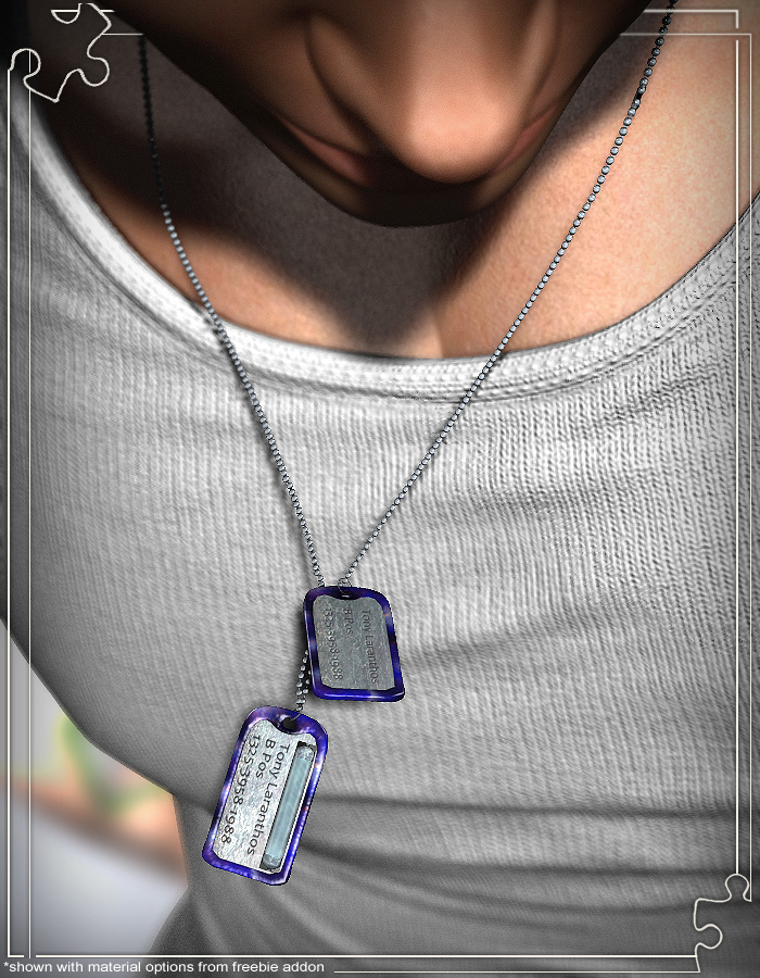 Bits 'n Pieces - Dogtags and Chain for Michael 4 by: ArkiRuntimeDNA, 3D Models by Daz 3D