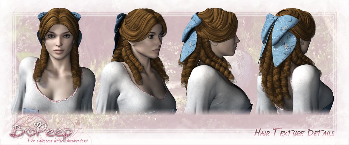 RDNA Pro: Bo Peep Hair for V4 by: Anna BenjaminLady LittlefoxRuntimeDNASyyd, 3D Models by Daz 3D