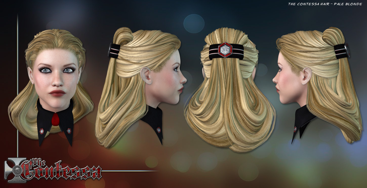 The Contessa Hair The Contessa Hair by: Anna BenjaminLady LittlefoxRuntimeDNASyyd, 3D Models by Daz 3D