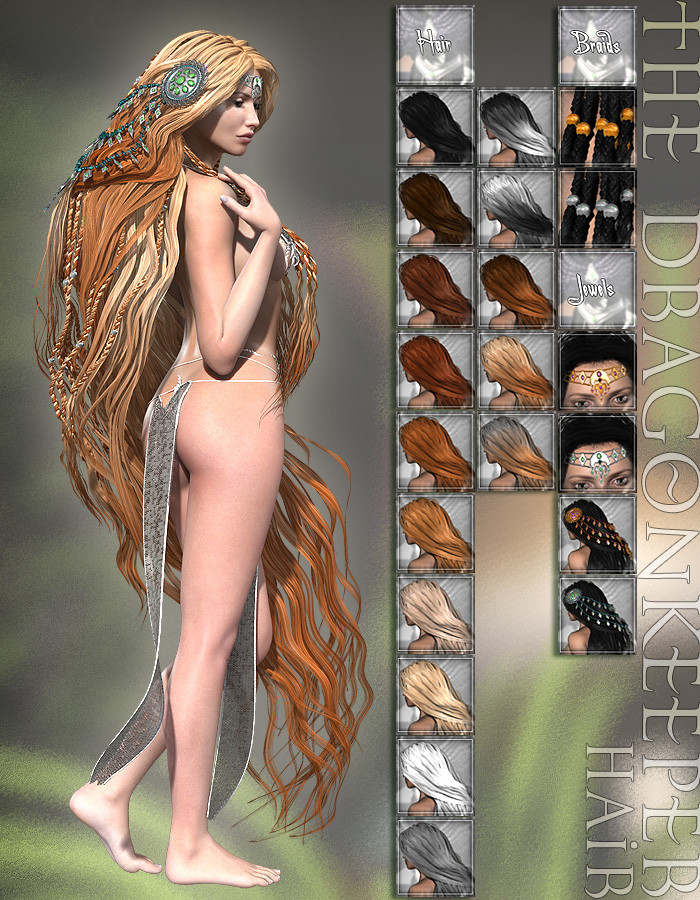 DragonKeeper Hair for V4 by: ArkiRuntimeDNA, 3D Models by Daz 3D
