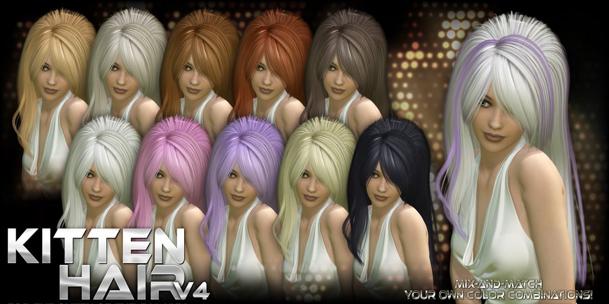 Kitten Hair V4 Kitten Hair V4 by: Anna BenjaminLady LittlefoxRuntimeDNASyyd, 3D Models by Daz 3D