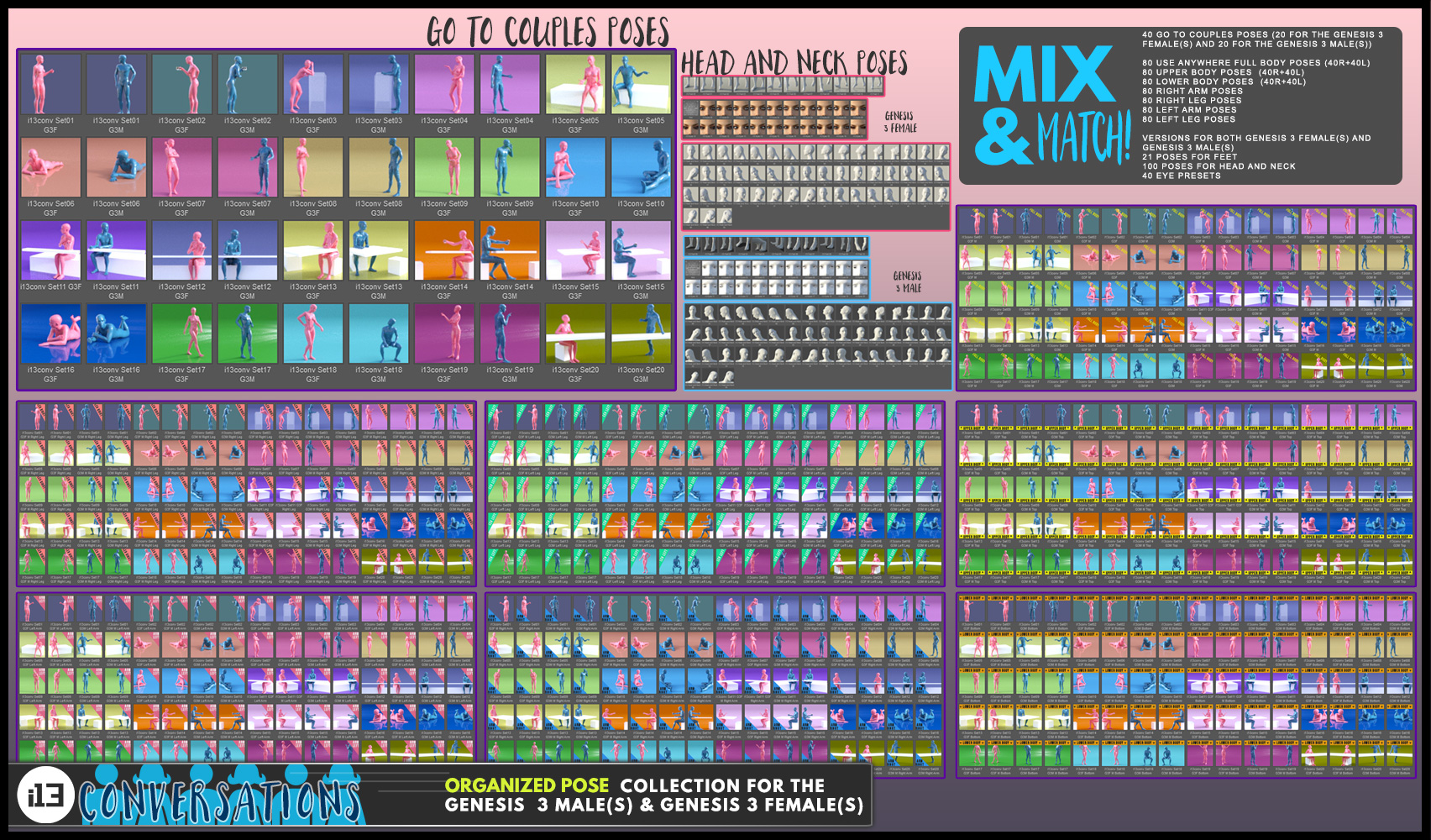 i13 Conversations Pose Collection for the Genesis 3 Male(s) and Genesis 3 Female(s) i13 Conversations Pose Collection for the Genesis 3 Male(s) and Genesis 3 Female(s) by: ironman13, 3D Models by Daz 3D