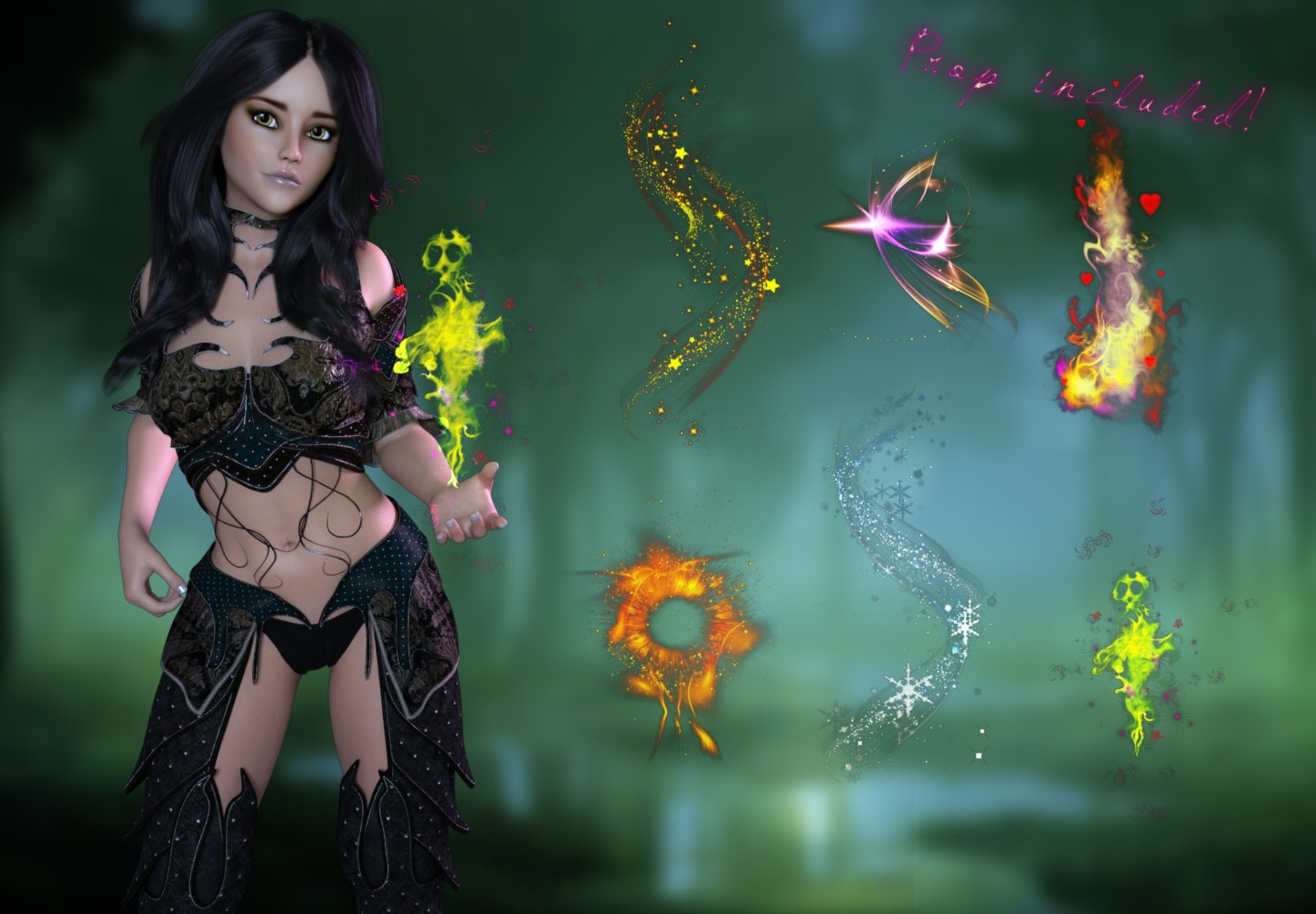 HP Avari with Spells for Izabella 7 by: SR3, 3D Models by Daz 3D