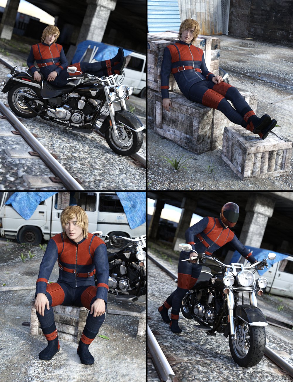 Biker Bandit Poses for Lee 7 by: Capsces Digital Ink, 3D Models by Daz 3D