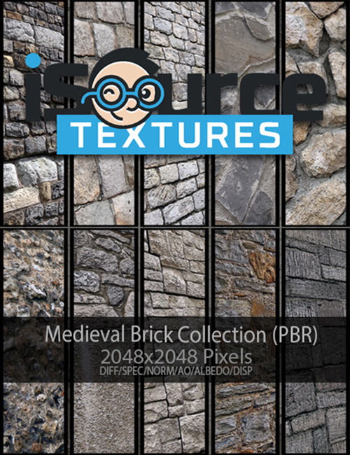 Medieval Brick Collection Merchant Resource (PBR Textures) by: iSourceTextures, 3D Models by Daz 3D