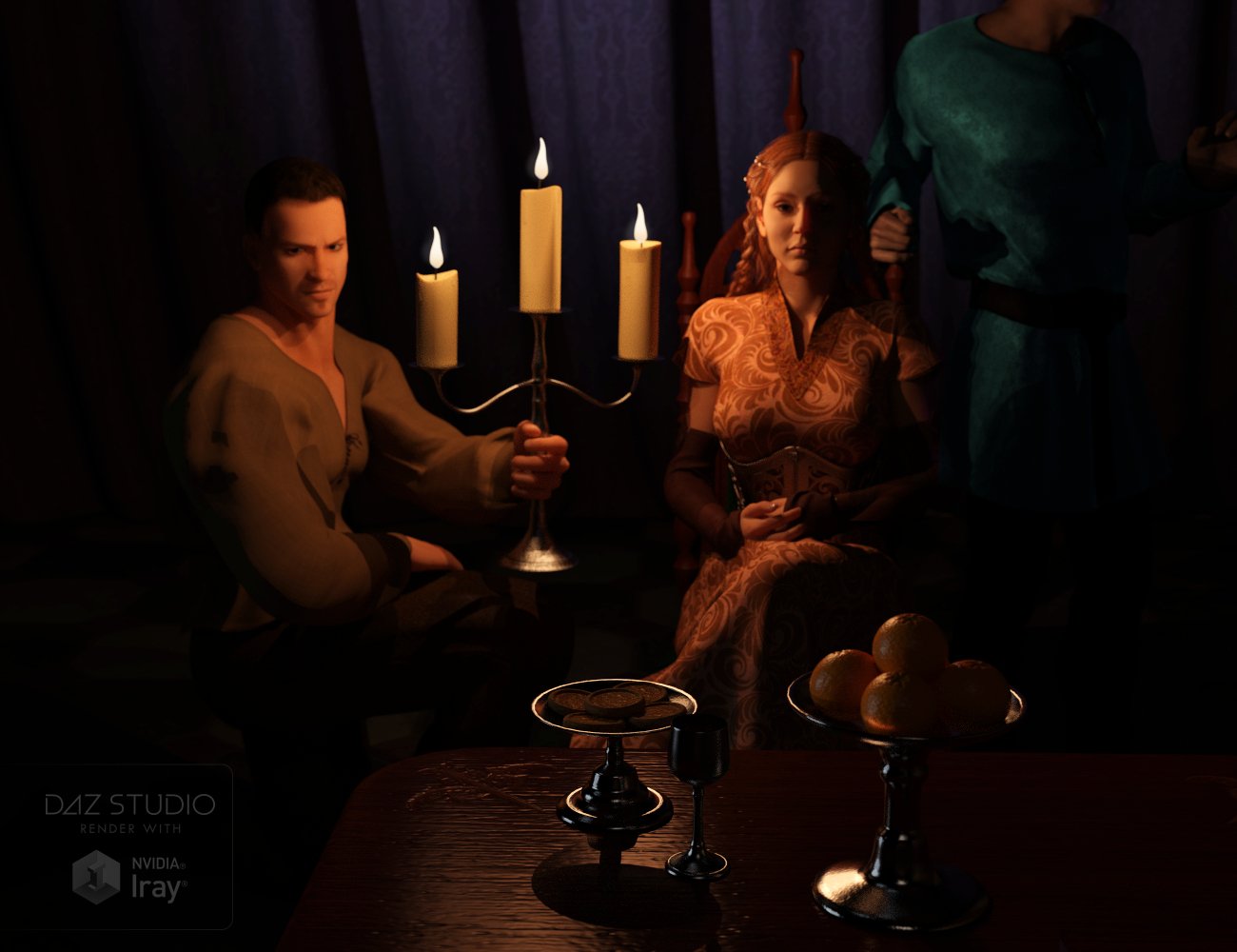 Dinner With the Duke-Vignette with Props by: Inkara, 3D Models by Daz 3D