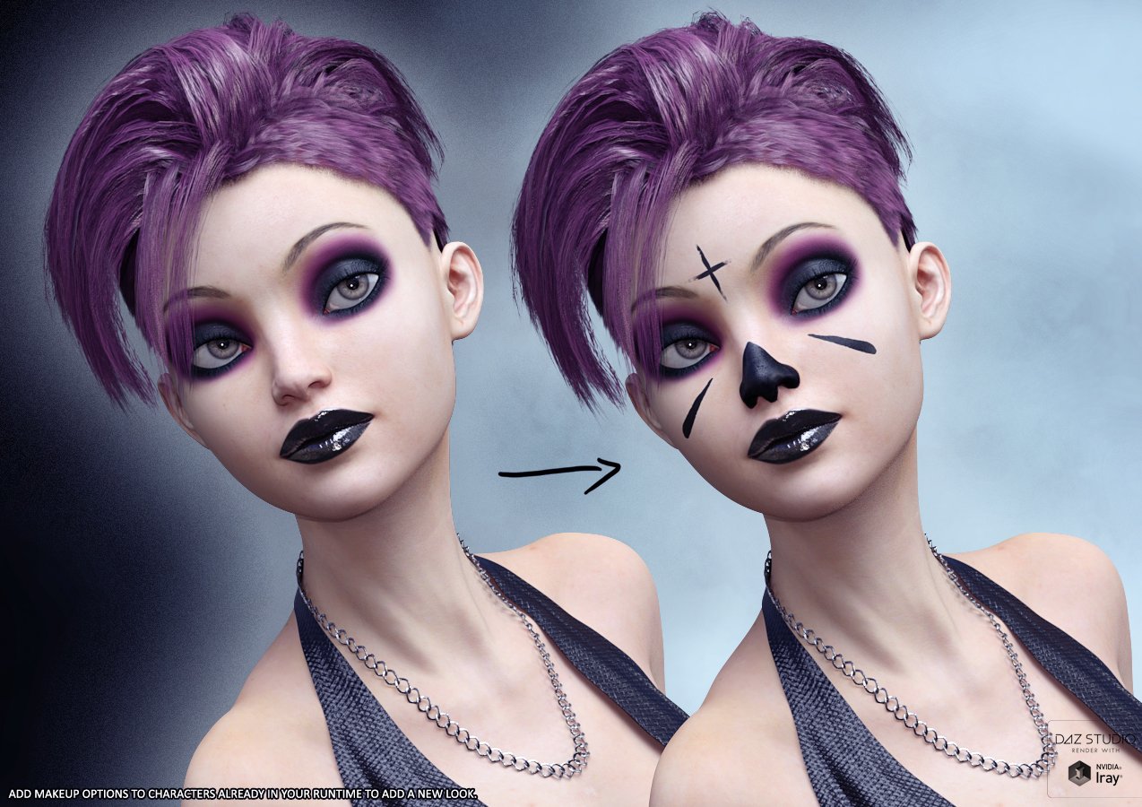 Sugar Skull Make-up for Genesis 3 Female Sugar Skull Make-up for Genesis 3 Female by: ForbiddenWhispers, 3D Models by Daz 3D
