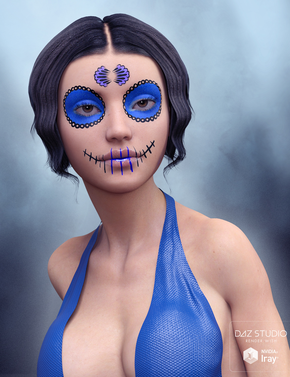 Sugar Skull Make-up for Genesis 3 Female by: ForbiddenWhispers, 3D Models by Daz 3D