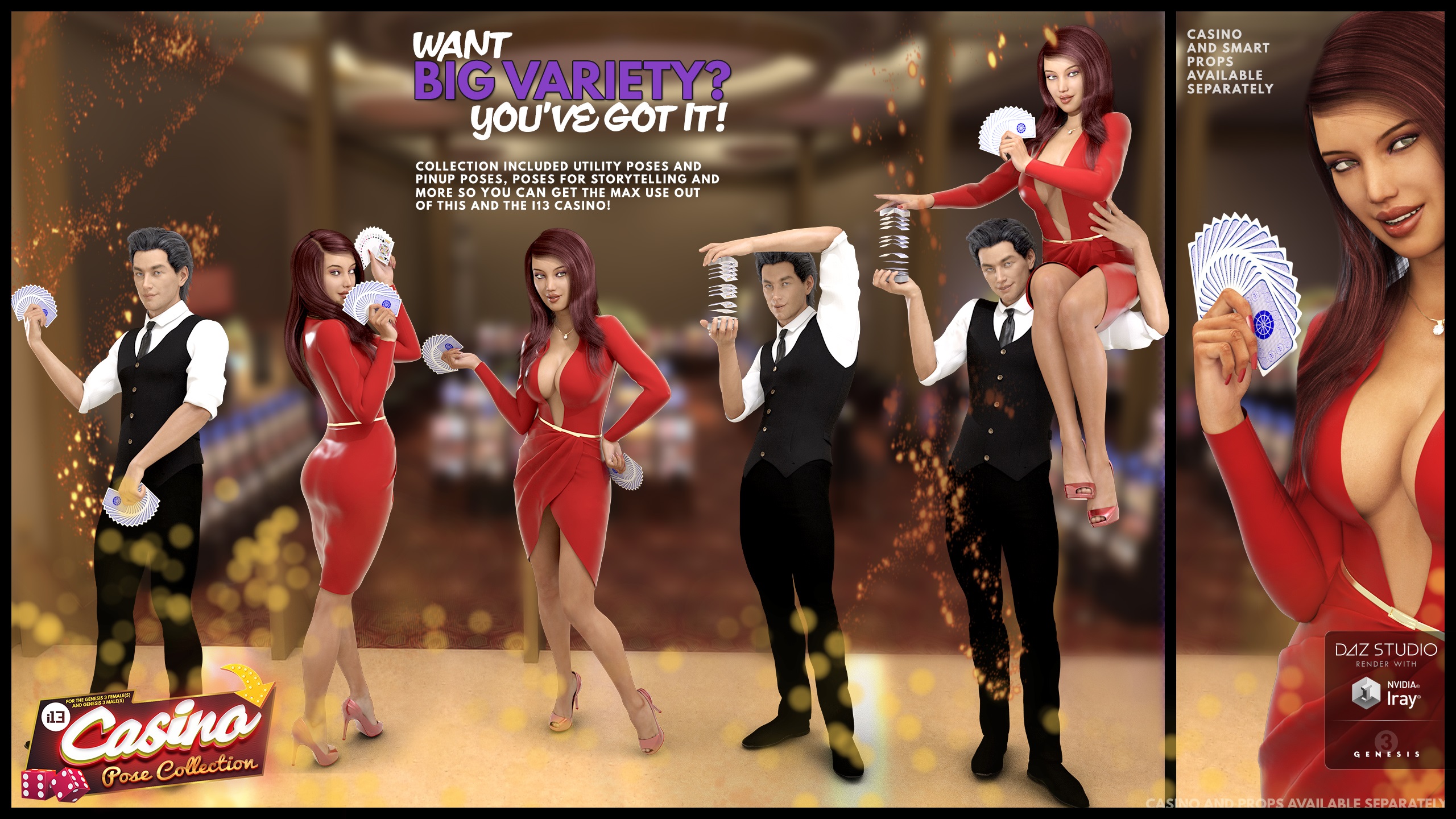 i13 Casino Pose Collection by: ironman13, 3D Models by Daz 3D