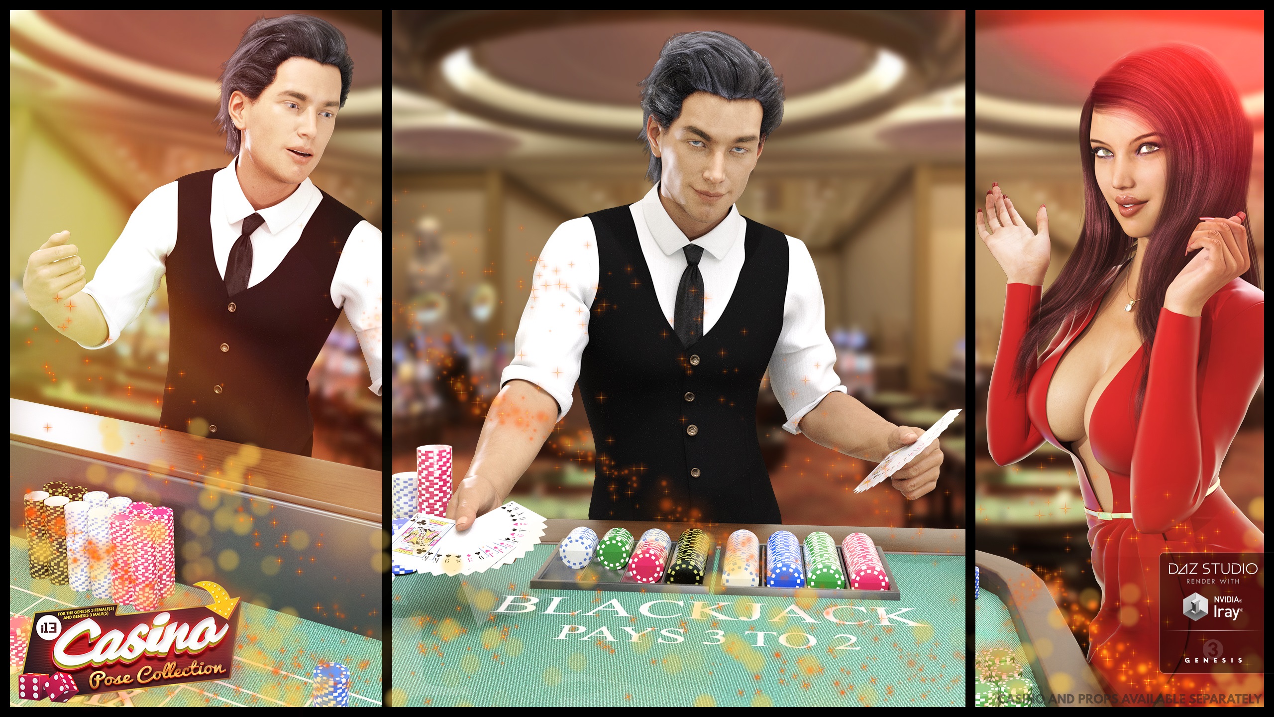 i13 Casino Pose Collection by: ironman13, 3D Models by Daz 3D